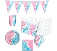 Kit decorazioni set baby shawer boy or girl gender reveal piatti tovaglioli tova