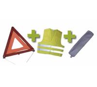 KIT D'EMERGENZA + BORSA GRIGIO CON RIVETTO + GIUBBOTTO RIFLETTENTE + TRIANGOLO D