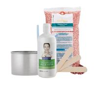 KIT DEPILAZIONE COMPLETO con ceretta brasiliana titanio rosa e olio dopocera alo