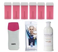 KIT DEPILAZIONE SCALDARULLO: 6CERE TITANIO OLIO DOPOCERA SCALDACERA PROFESSIONALE STRISCE