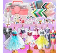 Kit Design Moda Per Ragazze, 900+ Fashion Designer Kit, Kit Per Arte Artigianato Creativi, Kit Cucito Per Bambini con Manichino Quaderno di Schizzi, Regalo Creativo Compleanno per Bambine