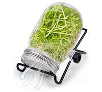 Kit di 1 barattoli per germogliare con coperchio in acciaio inox, supporti, germinatore per far crescere il proprio microverdi, germogli di erba medica, broccoli e insalata di fagioli