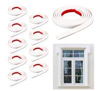 Kit di 10 griglie per finestre, 10 m, bianchi, autoadesivi, modanature per pareti, flessibili, decorazione per telai di finestre, bordi, piastrelle