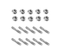 Kit di 10 set di bulloni e dadi filettati a doppia estremità in acciaio inossidabile 304, kit di ferramenta for collettore di scarico M8 x 1,25