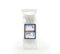 Kit di 100 Fascette plastica bianche per cablaggio - Stringicavo professionali 3,6x370 mm, Nylon 6.6, Iper Resistenti alla rottura