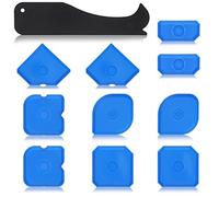 Kit di 11 strumenti per sigillatura in silicone, 6 forme, strumento per la rimozione del calafataggio, strumenti per la finitura del sigillante blu e nero, raschietto portatile per sigillante