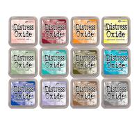 Kit di 12 inchiostri per fusione di pigmenti e tintura con tampone in feltro | finitura effetto opaco | Distress Oxide de Ranger - progettati da Tim Holtz | Kit numero 3 | Dimensioni circa 7,6 x 7,6