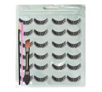 Kit di 12 paia di ciglia finte 3D confezionate singolarmente, con vari pennelli per ciglia, ciglia finte in finto visone, look naturale, perfette per il trucco degli occhi durante i viaggi e