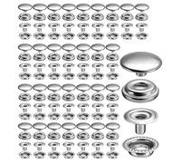 Kit di 120 bottoni a pressione in acciaio inox di grado marino, per barche, 15 mm, bottoni a pressione per tessuti e jeans, fai da te, artigianato marino e abbigliamento PU