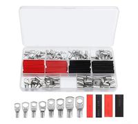 Kit di 120 connettori per cavi ad anello con tubi termorestringenti | Terminali in rame stagnato da 6/10/16/25 mm² per uso marittimo | solare | scatola di distribuzione