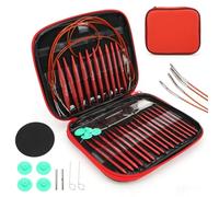 Kit di 13 paia di ferri da maglia da 10,2 cm di lunghezza, set di aghi circolari in alluminio, cavi 40/60/80/100 cm, per uncinetto e maglia, smontabili, con custodia per lavori a maglia fai da te