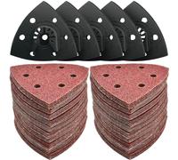 Kit di 130 cuscinetti abrasivi oscillanti per dettagli, 5 cuscinetti triangolari, 125 fogli di carta vetrata, grana 60/80/120/180/240 carta vetrata multiuso per legno/intonaco altre superfici