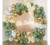Kit di 130 palloncini color verde salvia e oro, con palloncini verde salvia e palloncini dorati, per baby shower, feste di compleanno, safari nella giungla, decorazioni per feste di matrimonio