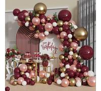 Kit di 140 palloncini per arco e ghirlanda bordeaux, palloncini oro rosa metallizzato e marrone, decorazione glamour per matrimoni, addii al nubilato, compleanni, San Valentino, feste di fidanzamento 