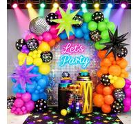 Kit di 143 palloncini al neon per arco con palloncini fosforescenti, kit per arco di palloncini al neon per decorazioni per feste di compleanno in discoteca anni '80 e '90, Let's Glow Party, Rock Roll
