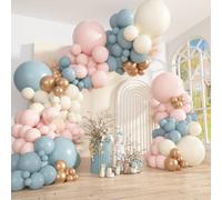 Kit di 144 pezzi per arco di palloncini per rivelazione del genere, diverse dimensioni 18 12 10 5 pollici, 6 pezzi di palloncini da 18 pollici rosa polvere blu sabbia bianco oro per decorazioni di bab