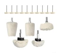 Kit di 15 cuscinetti per lucidatura con panno di cotone e ruote in feltro di lana per vernice auto, mobili, rettifica del metallo, affilatura, sbavatura, lavori di dettaglio, gambo da 6 mm