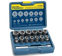 Kit di 15 estrattori per bulloni, set di bussole a percussione per bulloni danneggiati, spogliati, arrugginiti e rimozione di dadi, SAE e metriche, acciaio Cr-Mo