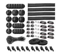 Kit di 152 pezzi per l'organizzazione dei cavi, include clip autoadesive, guaine per cavi e clip per la gestione dei cavi.