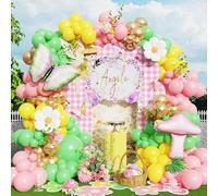 Kit di 158 ghirlande per arco di palloncini nel paese delle meraviglie, decorazione per feste primaverili, farfalle, margherite e funghi, palloncini in lamina per fiori selvatici, fate, baby shower
