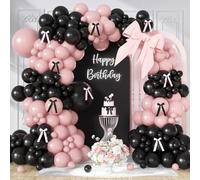 Kit di 172 palloncini rosa e neri, per feste di compleanno, matrimonio, baby shower, addio al nubilato, laurea, ballo di fine anno, decorazioni con fiocchi