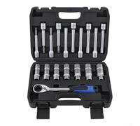 Kit di 18 utensili ammortizzatori per la rimozione dei dadi del montante, set di chiavi a cricchetto con bussola esagonale, realizzato in acciaio al cromo vanadio, compatibile