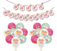 Kit di 19 decorazioni per la festa della mamma con striscione e palloncini, palloncini "Best Mom Ever", perfetti per feste a tema floreale rosa/verde, per feste per la festa della mamma, regali a