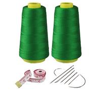 Kit di 2 bobine di filo da cucito in poliestere smeraldo, 3000 metri ogni bobina, 40s/2 fili di collegamento multiuso per macchine da cucire e lavori di riparazione a mano