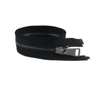 Kit di 2 cerniere in metallo, taglia 5# 15-100 cm, estremità chiusa/aperta con blocco automatico, per la riparazione di indumenti, scarpe e borse,1-Nero,Estremità aperta - 80 cm