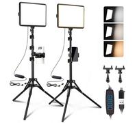 Kit di 2 Luci Video a LED, Luce da Studio Dimmerabile 2800-6500K Kit con Supporto per Treppiede e Supporto per Telefono, Luce Flusso da 185,4 cm per Fotografia Foto di Prodotti, Personaggi, Youtube