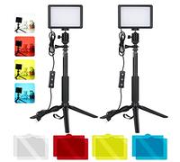 Kit di 2 luci video USB LED da scrivania con riempimento dimmerabile 5600 K, treppiede estensibile a testa sferica, colore flessibile, per illuminazione conferenze