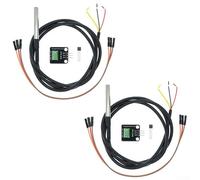 Kit di 2 moduli sensore con sonda in acciaio inossidabile, termometro digitale impermeabile per Arduino per Raspberry Pi, 3,0 V-5,5 V, ampia gamma da -55 C a 125 C per acqua del suolo
