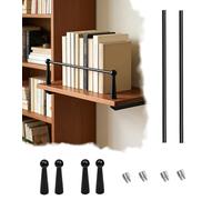 Kit di 2 Paracaduta Neri per Scaffale, Sicurezza Anticaduta per Libreria, Scarpiere, Bordo Mobili, Barra con Ferramenta, Robusti Binari(66in/168cm)