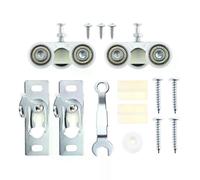 Kit di 2 pezzi per porta scorrevole a scomparsa, ganci superiori, ruote, chiavi, viti e fermaporta per