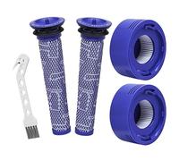 Kit di 2 prefiltri e 2 post-filtri di ricambio per aspirapolvere Dyson V7, V8 Animal e V8 Absolute Cordless Vacuum, sostituisce il pezzo # 965661-01 & 967478-01 - 4 filtri con 1 spazzola