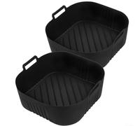 Kit di 2 rivestimenti in silicone compatibili con friggitrici ad aria da 6,2 l, incluso NA230 per cuocere arrosti, friggere e cuocere a vapore (nero)