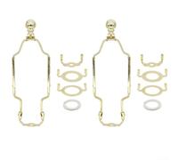 Kit di 2 staffe regolabili per paralume con arpa e base angolare per lampade E26 E27 E14, struttura in metallo, altezza 17-25 cm, nero, oro, argento (oro)