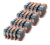 Kit di 20 Cartucce Compatibili con Canon PGI-525BK CLI-526BK CLI-526C CLI-526M CLI-526Y REMAN