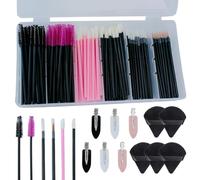 Kit di 201 applicatori usa e getta per trucco con 80 bacchette per mascara, 80 applicatori usa e getta per labbra, 30 pennelli per eyeliner per ciglia, 5 spugnette triangolari per trucco e 6 forcine