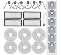 Kit di 23 accessori per robot aspirapolvere Roborock QV 35A/QR 798/QR 598, 6 sacchetti per la polvere, 6 panni mocio, 4 filtri, 6 spazzole laterali, 1 strumento di pulizia