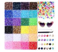 Kit di 24.000 strass, 24 colori, strass piatti da 3 mm. Include pinzette e uno strumento per punteggiare strass, adatto per pittura con strass, nail art, artigianato, abbigliamento e decorazione del