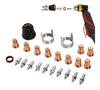 Kit di 24 pezzi di materiali di consumo per taglierina al plasma, include ugelli in rame rosso, elettrodi, staffe, copertura, compatibile con Ipt40, Cut55, Cut65