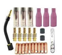 Kit di 25 ugelli per torcia di saldatura, ugelli in ceramica a collo d'oca, punte di contatto per Binzel 15AK MIG MAG dispositivo saldatrice saldatrice brasatura torcia per saldatura (0,9 mm)
