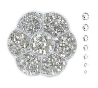 Kit di 2500 strass termoadesivi, 7 misure (1,5-4,8 mm), cristalli rotondi con retro piatto, per vestiti, unghie e artigianato fai da te (argento)