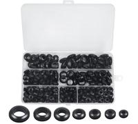Kit di 260 occhielli in gomma, 7 misure, occhielli elettrici per fili e cavi, tappi resistenti per fori per firewall per automobili, idraulici e protezione del cablaggio domestico-nero