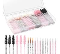 Kit di 270 applicatori per trucco in cristallo, strumenti indispensabili per truccatori, 100 pennelli per mascara, 100 applicatori per rossetto, 70 eyeliner, con scatola organizer