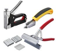 Kit di 3 attrezzi per lo stretching della tela, pinza artistica da 12 cm con manico a molla, cucitrice, dispositivo di rimozione di fissaggio industriale, 3000 elementi di fissaggio a T per