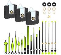 Kit di 3 meccanismi silenziosi da 18 mm con 6 set di lancette fosforescenti al buio, per montaggio personalizzato dell'orologio