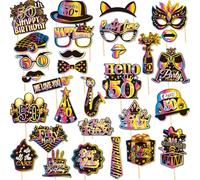 Kit di 30 pezzi di accessori per fotomatona di compleanno, regali per feste di buon compleanno, forniture divertenti per feste di compleanno, decorazione per uomini e donne (50 anni)