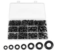 Kit di 300 occhielli in gomma di 7 dimensioni, 7 misure, kit assortito di occhielli in gomma, per proteggere fili, cavi e spine, nero